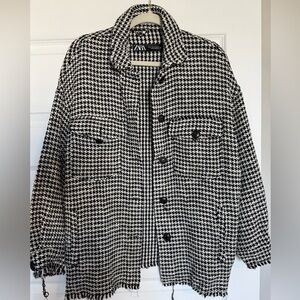 Zara Black and White Houndstooth Jacket